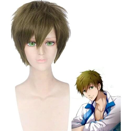 Anime Free! Makoto Tachibana Wig Cosplay Costume Men Women Short Heat Resistant Synthetic Hair Halloween Party Role Play Wigs