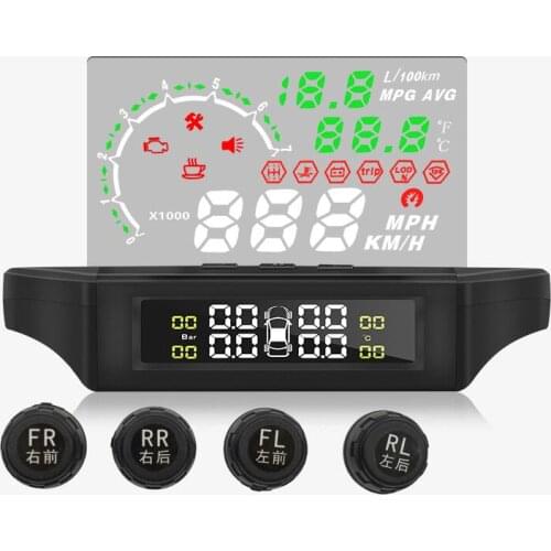 Car OBD II LCD high-definition monitor display tire pressure monitoring TPMS HUD monitor wireles head up +TPMS monitor display