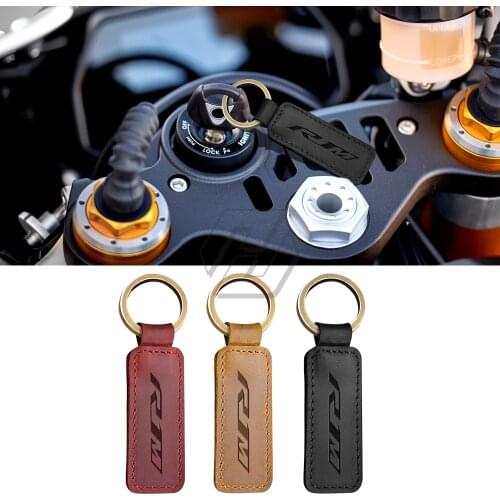 For Yamaha YZF-R1M R1M Key Motorcycle Cowhide Keychain Key Ring