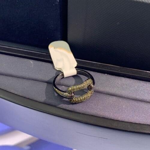 Brand 1:1High Quality Fahsion Ring Dark Grey Lucky Square Ring Micro Zircon Women Brand Jewelry October New Arrival