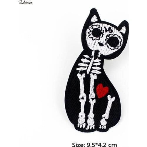 Punk Style Black Skeleton Patch Iron on for Cloth Jackets Jeans Decoration Embroidered Badge Sewing Appliques stickers
