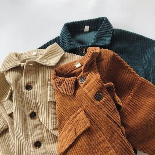Korean Style Baby Boys Girls Autumn Winter Corduroy Coat Children Clothing Long Sleeve Jacket Coat for Kids 1-3 Years Baby Top