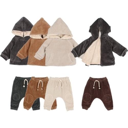 Childrens Suit Buh2021 Autumn and Winter New Childrens Corduroy Coat Trousers BABY KNIT VELOUR JACKET