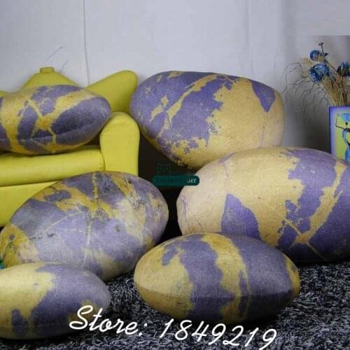 Dorimytrader A Lot ( 6 Pcs ) Big Natural Cobblestone Pillow Children Toy Room Decoration Plush Pebble Stone Cushion DY61076
