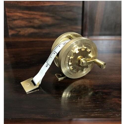 Exquisite pure copper tape measure, brass manual reel ruler, portable retro flywheel small tape measure, measuring tool