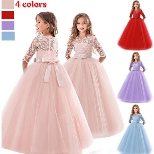 Girls Lace Dress Embroidery Party Dresses Evening Party Girl Ball Gown Princess Children Vestidos 6 14Y Kids Dresses for Girls