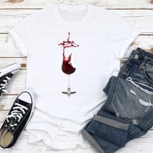Summer Wine Short Sleeve Beach Travel Trend Clothing Women Fashion Clothes Print Cartoon Tshirt Female Tee Top Graphic T-shirt