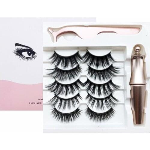 5 Pairs Magnet Magnetic False Eyelashes Handmade Mink Eye Lashes faux cils magnetique 3D Natural magnetic Lashes