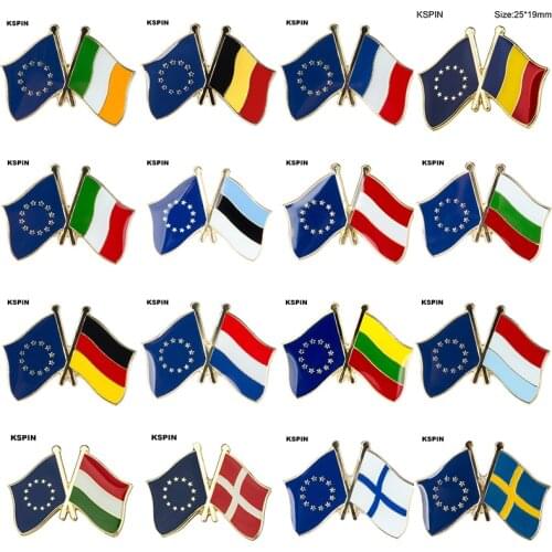 European Union Friendship Flag Metal Lapel Pin Badges Decorative Brooch Pins for Clothes Bag