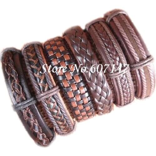 Fashion Multiple Layers Brown Leather Bracelets Men Classic Rope Chain Charms Bracelet For Men Armband Jewelry Gifts-S125
