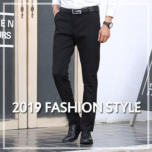 Xu Rui 2019 New Mens Pants Straight Loose Casual Trousers Large Size Cotton Fashion Mens Business Suit Pants Black