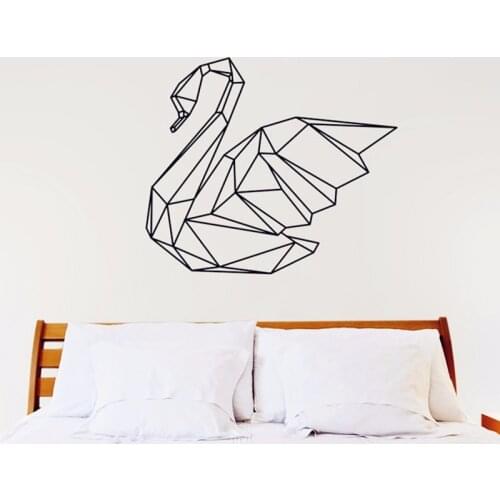 2016 New Design Geometric Swan Wall Sticker Geometry Animal Decals 3D Visual Wall Art Custom Home Decor Size 58 x 67 cm A-152