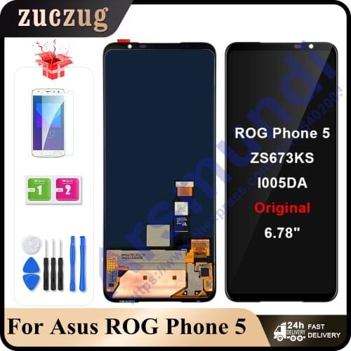 Original 6.78" AMOLED For Asus ROG Phone 5 ZS673KS LCD Display Touch Screen Digitizer Assembly For Asus ROG 5 ROG5 I005DA