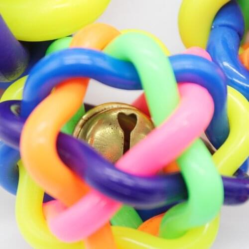 Rainbow Pet Rubber Chew Toy Ball with Colorful Bell Bite-Resistant Clean Dog Chew Puppy Training Toy for Puppy Funny Dogs Cats