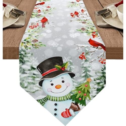 Christmas Snowman Snow Scene Table Runner Luxury Wedding Table Decor Tablecloth Christmas Decorations For Home Tablecloth