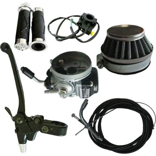 Silver Air Filter&Carburetor&Handlebar Grip Set for 66/80cc Engine Motorized Bike