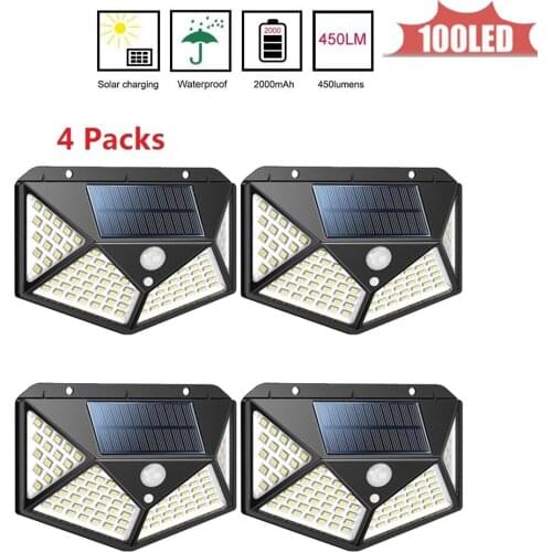 100LED Garden Outdoor Patio Courtyard Solar LED Lights For Garden Decoration 4 sided 270°lighting scope Wireless Waterproof Secu