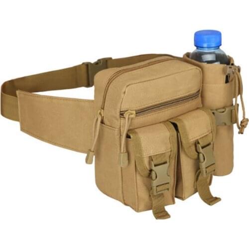 Tactical Mens Waist Bag Nylon Hiking Water Bottle Bag Outdoor Sports Riding Waist Bag Hunting Climbing Camping Belt Bag