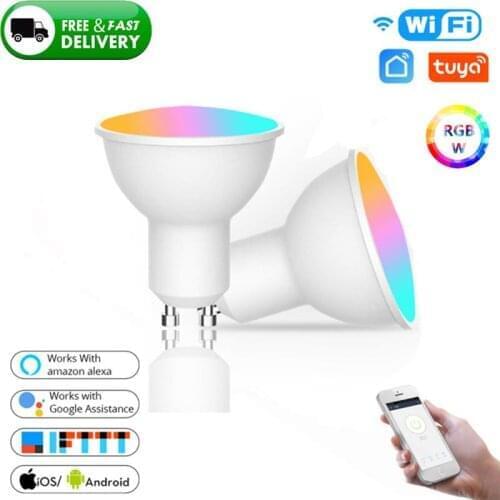 GU10 Spotlight WiFi Smart Light Bulb 4w RGB+CW 2700-6500K Smart Bulb App Remote Control RGB Light Lamp For Alexa Google Home