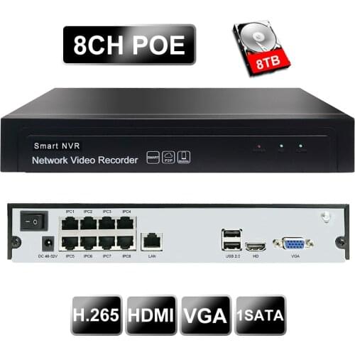 H.265 & H.264 ONVIF NVR UP 16CH 5MP IP camera supports up to 4K mainstream 1 RJ 45 entrance with 8CH POE network video recorder