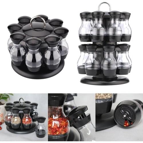 Rotary Seasoning Rack Revolving Spice Rack with 8/16 Jars, Countertop Spice Tower Round Spice Rack