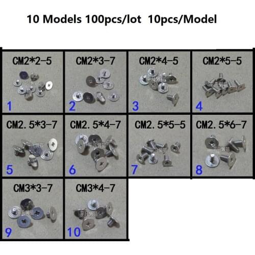 WZSM New 10 Models 100pcs/lot laptop Big head screws for Asus for Dell for HP for LENOVO Screen hinges screw Optical drive screw
