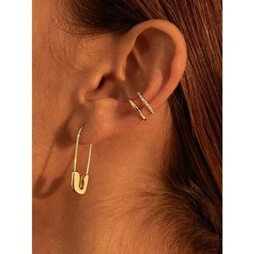 Women Fashion Jewelry Unmatch Cuff Earring Paperclip Hoops Earrings Set