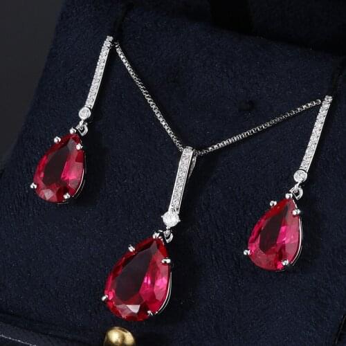 2020 Hot jewelry Sets Copper Luxury Water Drop AAA Cubic Zirconia Necklace Earrings Wedding Party For Women’s Fashion Jewelry