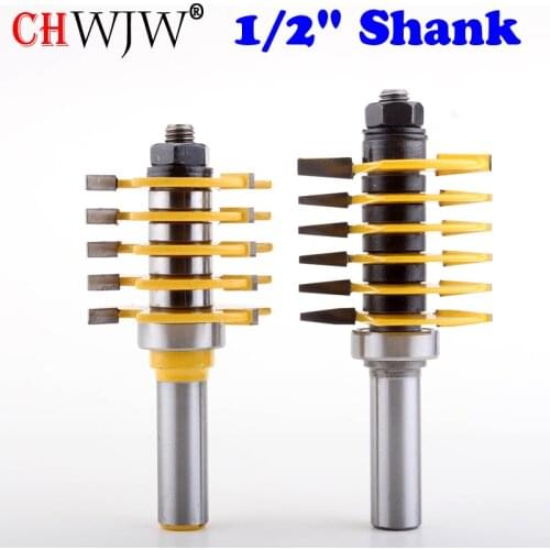 2pc 1/2"SH Adjustable Box & Finger Joint Router Bit Set C3 Carbide Tipped Wood Cutting Tool woodworking router bits
