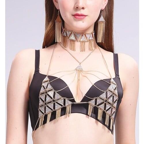 2017 Summer Crystal Tassel Pendant Long Body Jewelry Sexy Handmade Facebook Luxury Gem Statement Crystal Necklace Femme