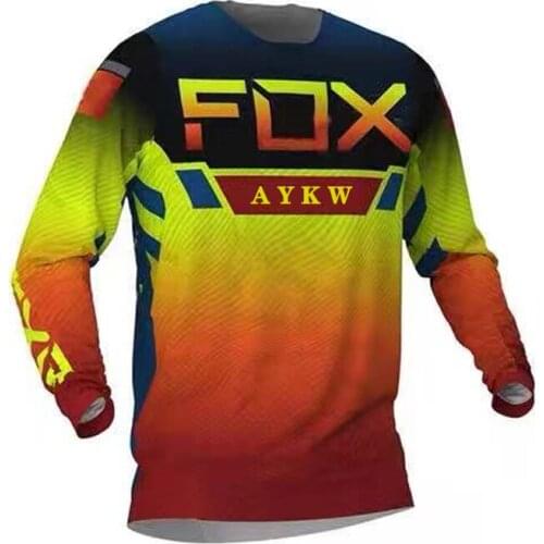 2021 Cycling jersey men Mountain bike cycling jersey funny FOX T-shirt mountain bike sports team Moto mountain bike