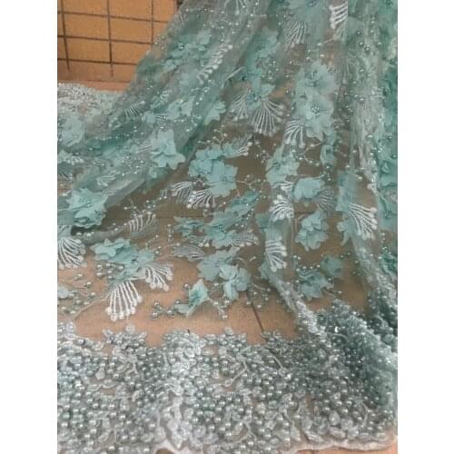 3d flower Nigerian lace fabric african net lace fabric comfortable lace fabric S-108688 with beads