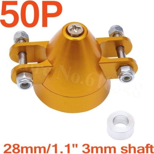50pcs /Lot 1.1inch 28mm Alloy Folding Prop Spinner 3.0mm Shaft With Adaptor 5mm RC Plane Parts Replacement