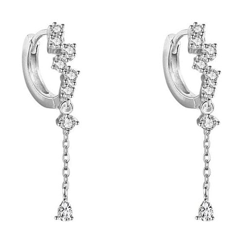 925 Sterling Silver Pin Zircon Tassel Super Flash Luxury Super Fairy Crystal Long Style Temperament Show Face Thin Earrings