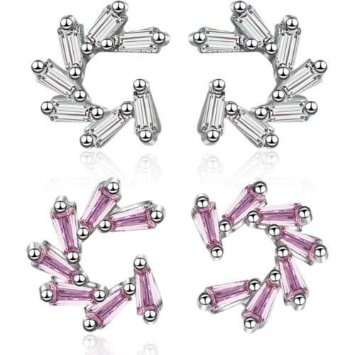 925 Sterling Silver Elegant Shine Cubic Zirconia Snowflake Lady Stud Earrings Wholesale Jewelry For Women Birthday Gift