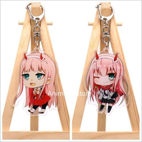 Anime DARLING in the FRANXX Keychain Figure ZERO TWO CODE 002 Acrylic Bag Pendant Keyring for Gift
