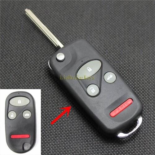 AURONOVA New Upgrade Folding Key Shell for Honda Accord City Fit Odyssey 3+1 Buttons Remote Car Key Case With No.1 Blade