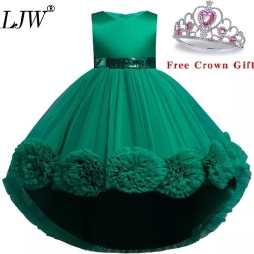 White Baby Girl Dress Baptismal Dress for Infant Sequin Petal Baby Dresses Big Flower Tailing Tutu Princess Wedding Girl Dress