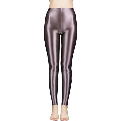 Alvivi Shiny Leggings Yoga Pants Stretchy High Waist Trousers Sports Running Pants Workout Gym Exercise Fitness Skinny Pants