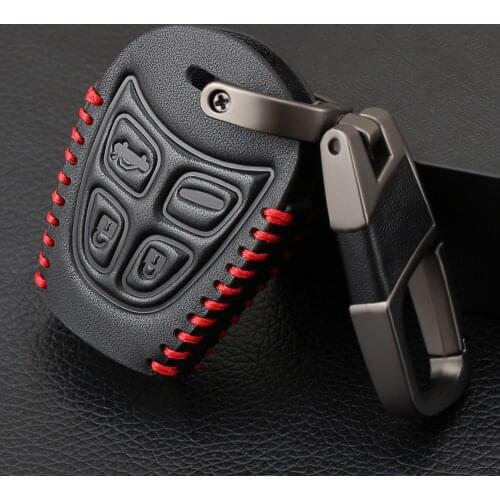 4 Buttons Genuine Leather car key case shell cover For SAAB 9-3 9-5 93 95 Blank Remote Car Key Shell Fob Case Cover
