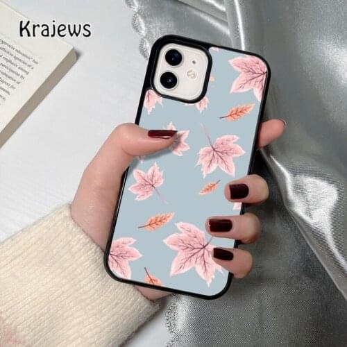Krajews Leaves coque Phone Case for iPhone 12 mini 5 6S 7 8 PLUS X XS XR 11 PRO MAX SE 2020 Back Cover Funda Shell