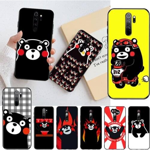 YJZFDYRM Cute Kumamon Bear Soft Silicone Black Phone Case for Redmi 8A Note 9 8 8T 7 6 6A 5 5A 4 4X 4A Go Pro