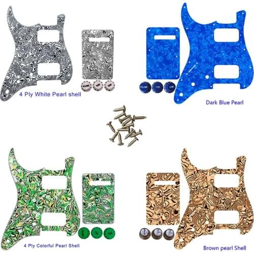 Guitar Parts - For US Left Handed 11 Screw Hole Standard Strat ST HH Humbucker Guitar Pickguard & Back Plate & Control Knob