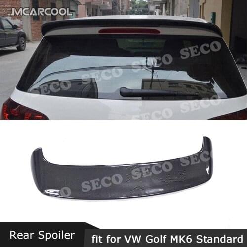 For Volkswagen Golf 6 VI MK6 Standard Bumper 2010-2013 Rear Roof Spoiler Not For GTI R RZ Style Carbon Fiber / FRP Rear Wings