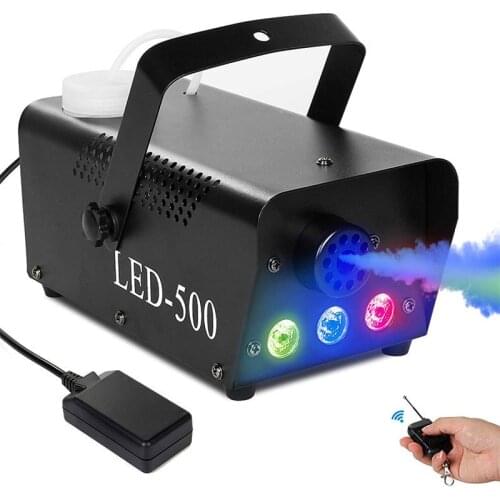 Fog Machine with RGB LED Lights,500W DJ LED Smoke Machine with Wireless Remote Control for Party Wedding Halloween Xmas Effect