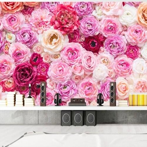 Custom Photo Art Wallpaper Beautiful Red Rose Flowers Wall Painting Wedding Room Bedroom Living Room Decoration 3D Wall Murals
