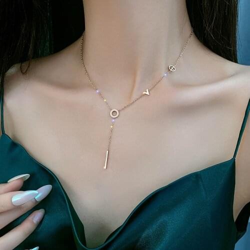 Korean Style LOVE Clavicle Chain Letters Pendant Necklace For Women Stainless Steel Delicate Necklaces Girl Party Jewelry Gift