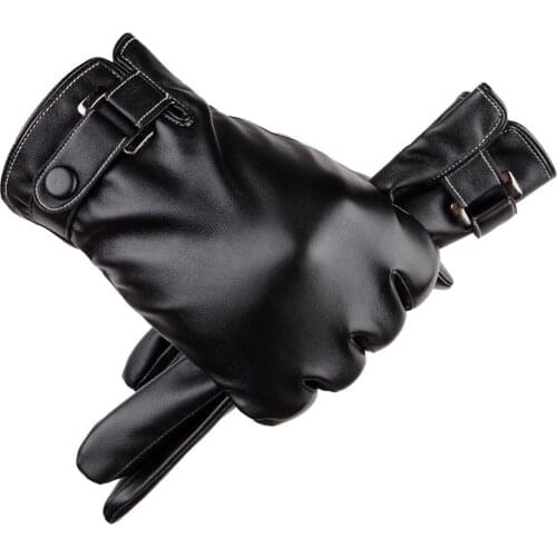 Leather Gloves Men Thermal Winter Sports Using Phone Guantes Cycling Motorcycle Thickening Waterproof Winter Riding Guantes