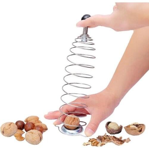 Funny Stainless Steel Spring Walnut Cracker Funny Kitchen tools Nut Crackers galletas de nuez