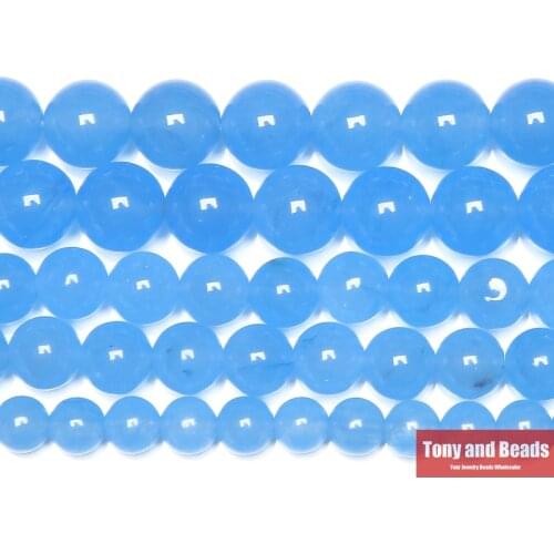 Natural Stone Lt Blue Chalcedony Jades Round Loose Beads 6 8 10 MM Pick Size